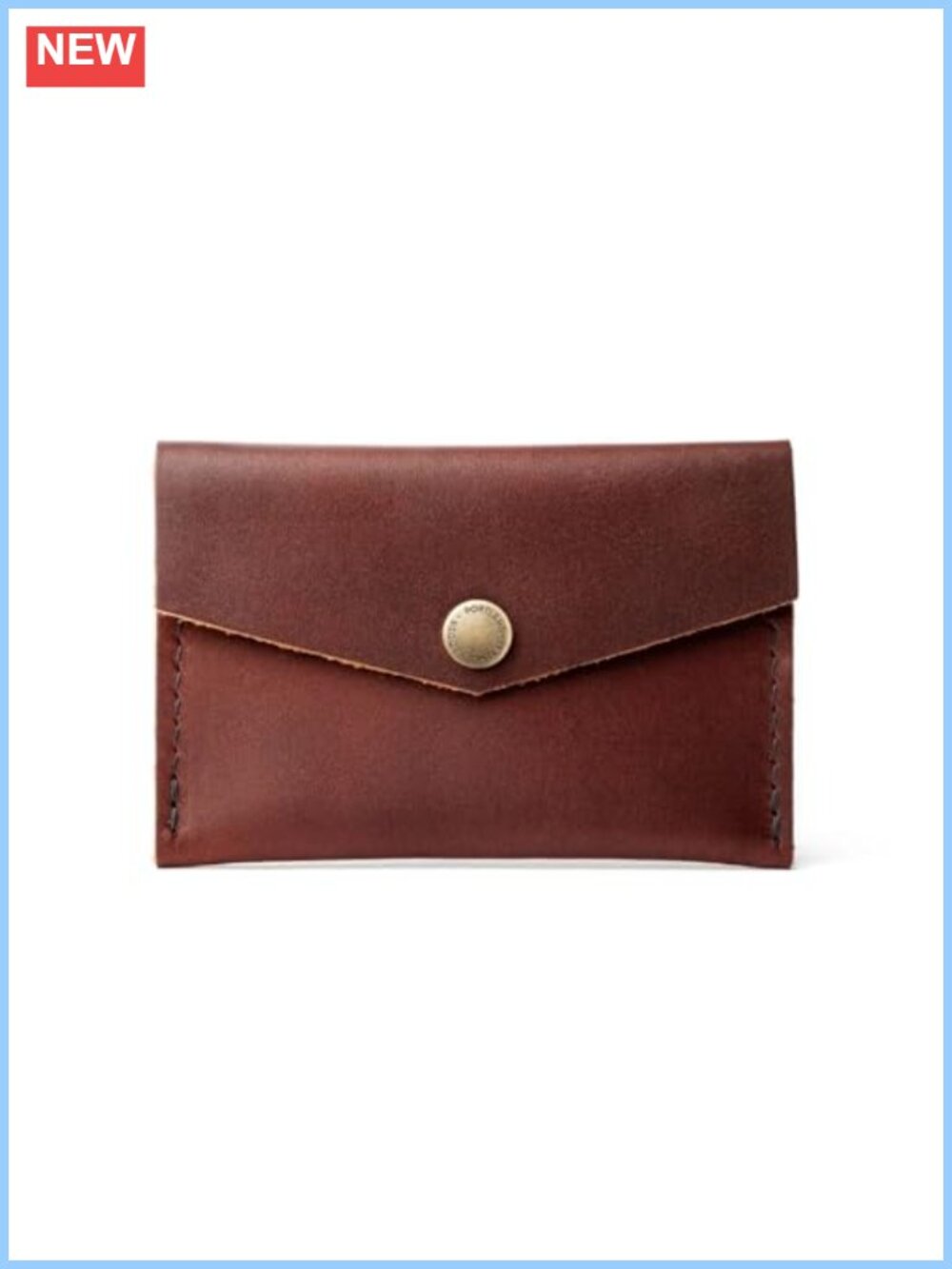 Mini Envelope Wallet Full Grain Leather Snap Compact Card Cash Holder